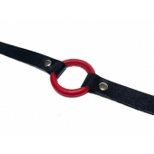 Красный кляп-кольцо на черных кожаных ремешках - БДСМ Арсенал - купить с доставкой во Владикавказе