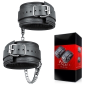 Черные кожаные оковы на цепочке с карабинами - Notabu - купить с доставкой во Владикавказе