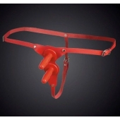 Красные кожаные универсальные трусики с двумя  штырьками для насадок - Sitabella - купить с доставкой во Владикавказе