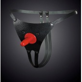 Чёрные кожаные универсальные трусики со штырьком для насадок - Sitabella - купить с доставкой во Владикавказе