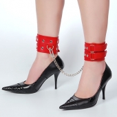 Кожаные красные оковы с цепочкой - Sitabella - купить с доставкой во Владикавказе