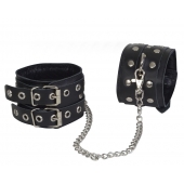 Чёрные кожаные оковы, соединенные цепочкой - Sitabella - купить с доставкой во Владикавказе
