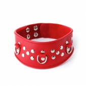 Кожаный красный ошейник с велюровой подкладкой - Sitabella - купить с доставкой во Владикавказе