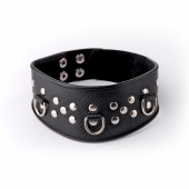 Кожаный черный ошейник с велюровой подкладкой - Sitabella - купить с доставкой во Владикавказе