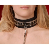 Чёрный ошейник с цепочками и поводком - Sitabella - купить с доставкой во Владикавказе