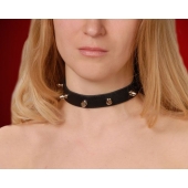 Узкий чёрный ошейник с шипами - Sitabella - купить с доставкой во Владикавказе