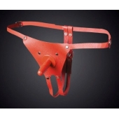 Красные кожаные универсальные трусики со штырьком для насадок - Sitabella - купить с доставкой во Владикавказе