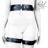 Черный кожаный пояс с гартерами - S-M - Notabu - купить с доставкой во Владикавказе