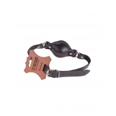 Чёрный кожаный кляп на регулируемых ремешках - Sitabella - купить с доставкой во Владикавказе