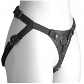 Черный женский пояс-трусики с кольцом для фиксации насадок - LOVETOY (А-Полимер) - купить с доставкой во Владикавказе