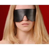 Чёрная широкая кожаная маска на глаза - Sitabella - купить с доставкой во Владикавказе
