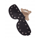 Черная кожаная маска на глаза с заклепками - Sitabella - купить с доставкой во Владикавказе