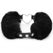 Черный меховой ошейник с металлическим сердечком - Notabu - купить с доставкой во Владикавказе