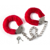 Красные меховые оковы на ноги BONDAGE - Lola Games - купить с доставкой во Владикавказе