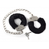 Чёрные меховые оковы на ноги BONDAGE - Lola Games - купить с доставкой во Владикавказе