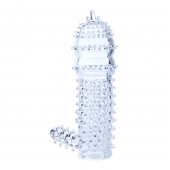 Прозрачная насадка на пенис с шипами и стимулятором клитора - 14,2 см. - Baile - во Владикавказе купить с доставкой