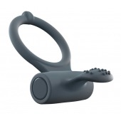 Серое перезаряжаемое эрекционное кольцо с вибрацией Power Clit - Dorcel - во Владикавказе купить с доставкой