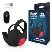 Черная вибронасадка на пенис и мошонку Sex Expert - Sex Expert - во Владикавказе купить с доставкой