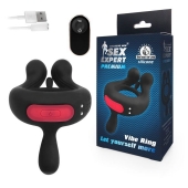 Черное эрекционное виброкольцо Sex Expert с пультом ДУ - Sex Expert - во Владикавказе купить с доставкой