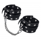 Черные кожаные однослойные оковы с люверсами - Pecado - купить с доставкой во Владикавказе