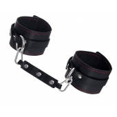 Черные кожаные однослойные оковы с контрастной строчкой - Pecado - купить с доставкой во Владикавказе