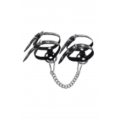 Черные однослойные кожаные оковы из двух ремешков - Pecado - купить с доставкой во Владикавказе