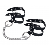 Черные однослойные кожаные оковы из двух ремешков - Pecado - купить с доставкой во Владикавказе