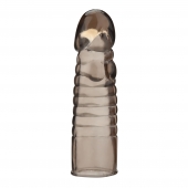 Дымчатая насадка-удлинитель Ribbed Realistic Penis Enhancing Sleeve Extension - 15,2 см. - BlueLine - во Владикавказе купить с доставкой