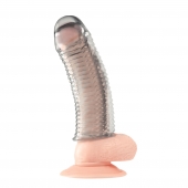 Текстурированная насадка на пенис Clear Textured Penis Enhancing Sleeve Extension - 16,5 см. - BlueLine - во Владикавказе купить с доставкой