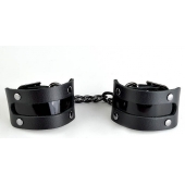 Чёрные наручники с вставкой «Пятница» - Sitabella - купить с доставкой во Владикавказе
