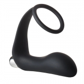 Черное эрекционное кольцо с вибропробкой Vibrating Anal Plug With Cockring - Dream Toys - во Владикавказе купить с доставкой