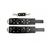 Черные кожаные наручники Sex Game - БДСМ Арсенал - купить с доставкой во Владикавказе