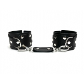 Черные кожаные наручники Sex Game - БДСМ Арсенал - купить с доставкой во Владикавказе