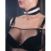 Черно-бежевый замшевый ошейник Sex Game - БДСМ Арсенал - купить с доставкой во Владикавказе