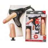 Телесный страпон Harness LESBI с вагинальной пробкой - 16,5 см. - LOVETOY (А-Полимер) - купить с доставкой во Владикавказе