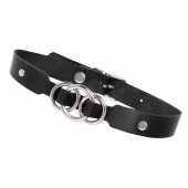 Черный кожаный ошейник со связанными кольцами - Pecado - купить с доставкой во Владикавказе