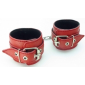 Красные кожаные наручники - БДСМ Арсенал - купить с доставкой во Владикавказе