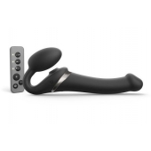 Черный безремневой страпон Multi Orgasm Size M с клиторальной стимуляцией - Strap-on-me - купить с доставкой во Владикавказе