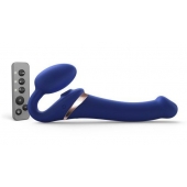 Синий безремневой страпон Multi Orgasm Size M с клиторальной стимуляцией - Strap-on-me - купить с доставкой во Владикавказе