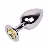 Большой стальной плаг с желтым кристаллом Sweet Lemon - 9,5 см. - Erotic Fantasy - купить с доставкой во Владикавказе