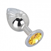 Большой стальной плаг с желтым кристаллом Sweet Lemon - 9,5 см. - Erotic Fantasy - купить с доставкой во Владикавказе
