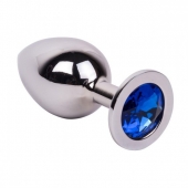 Большой стальной плаг с синим кристаллом Blue Space - 9,5 см. - Erotic Fantasy - купить с доставкой во Владикавказе