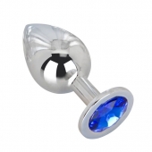 Большой стальной плаг с синим кристаллом Blue Space - 9,5 см. - Erotic Fantasy - купить с доставкой во Владикавказе