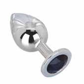 Большой стальной плаг с черным кристаллом Black Rave - 9,5 см. - Erotic Fantasy - купить с доставкой во Владикавказе