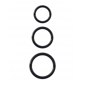 Набор из трех черных эрекционных колец Silicone 3-Ring Stamina Set - Pipedream - во Владикавказе купить с доставкой