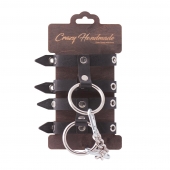 Черные однослойные наручники из натуральной кожи - Crazy Handmade - купить с доставкой во Владикавказе