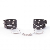 Черные однослойные наручники из натуральной кожи - Crazy Handmade - купить с доставкой во Владикавказе