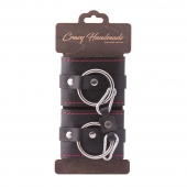 Черные однослойные кожаные наручники с контрастной строчкой - Crazy Handmade - купить с доставкой во Владикавказе