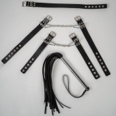 БДСМ-набор с плёткой в черном цвете - Crazy Handmade - купить с доставкой во Владикавказе