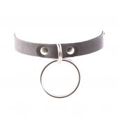 Черный кожаный чокер с большим кольцом - Crazy Handmade - купить с доставкой во Владикавказе